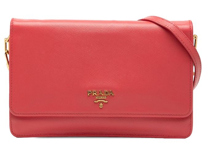 Prada Saffiano Lux Crossbody-Tasche mit Kette in Pink