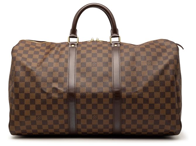 Borsa da viaggio Louis Vuitton Keepall 50 Damier Ebene Marrone