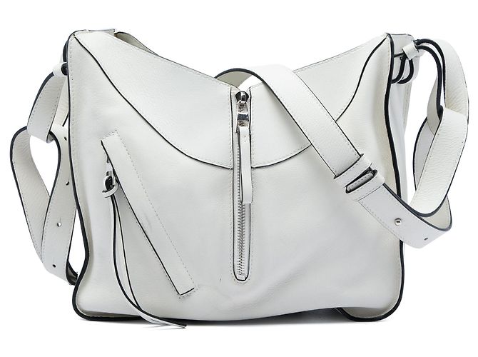 Borsa a tracolla Hammock in pelle di vitello granulata LOEWE bianca Bianco