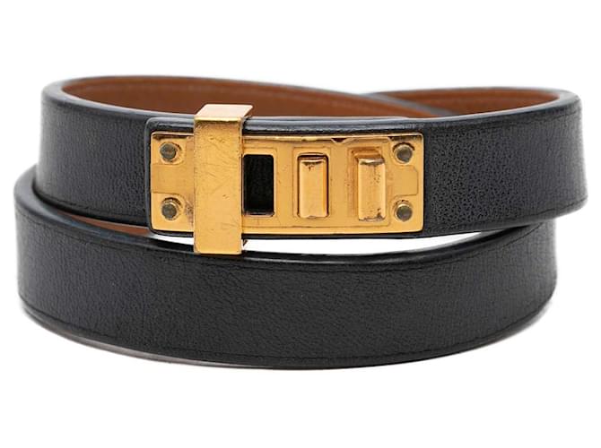 Bracelet Hermès Swift Mini Dog Double Tour Noir 