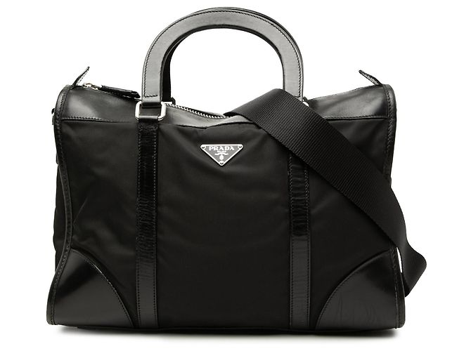 Schwarze Prada Tessuto Satchel Handtasche