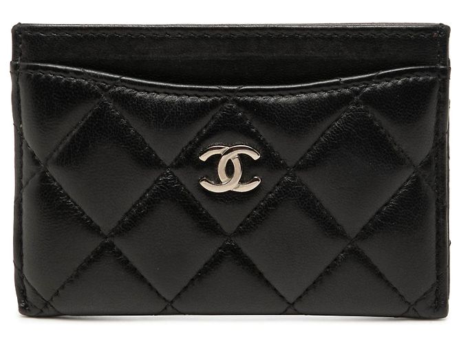 Chanel CC gestepptes Lammleder Kartenetui schwarz