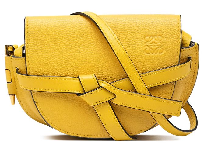 Mini borsa a tracolla Gate in pelle gialla LOEWE Giallo