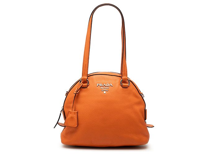Orange Prada Vitello Daino Dome Satchel Tasche
