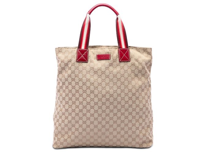 Tote vertical Gucci GG Canvas Web bege