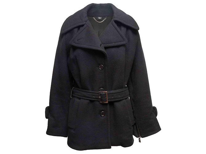 Black Viktor & Rolf Wool Belted Peacoat Size IT 40