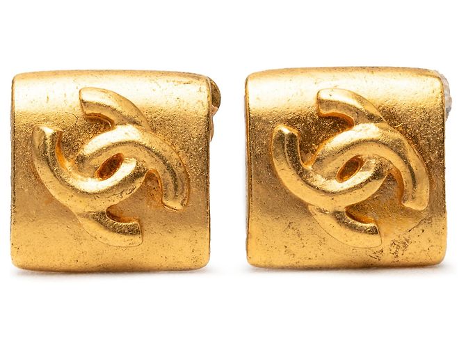 Orecchini a clip Chanel CC placcati in oro e diamanti D'oro