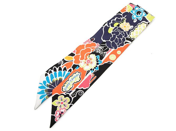 Foulard Twilly in seta Bingata nero Hermès