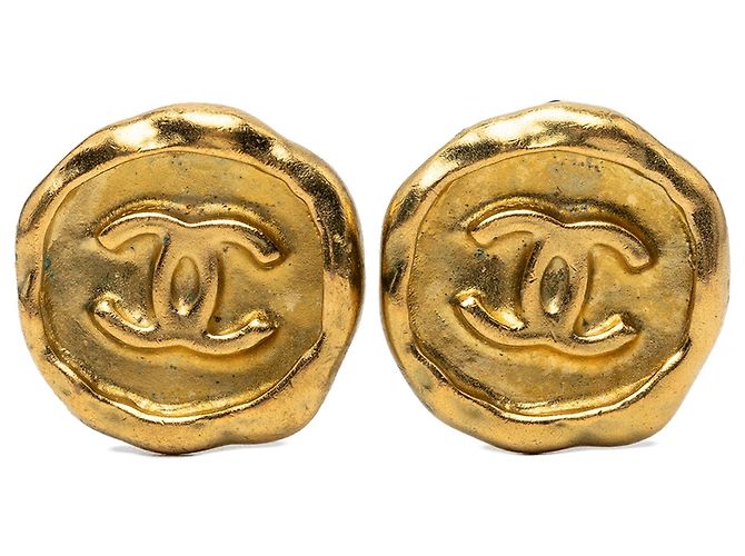 Orecchini a cerchio Chanel CC placcati oro D'oro