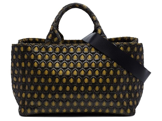 Borsa Tote Tessuto Broccato Canapa nera Prada Nero