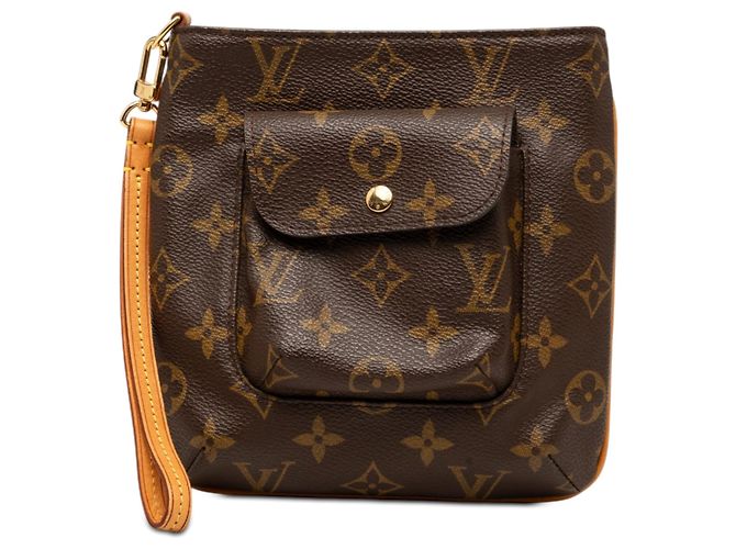 Braune Louis Vuitton Monogram Partition Clutch Bag