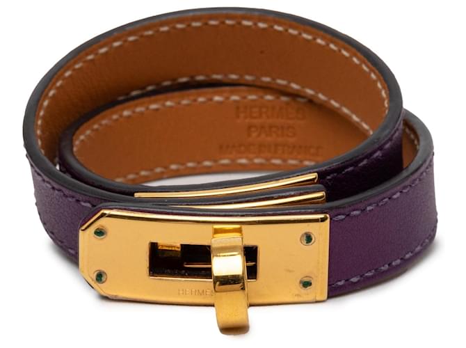 Purple Hermès Swift Kelly Double Tour Bracelet XS 
