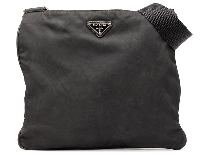 Bolsa Crossbody Prada Tessuto preta com fecho de correr Preto