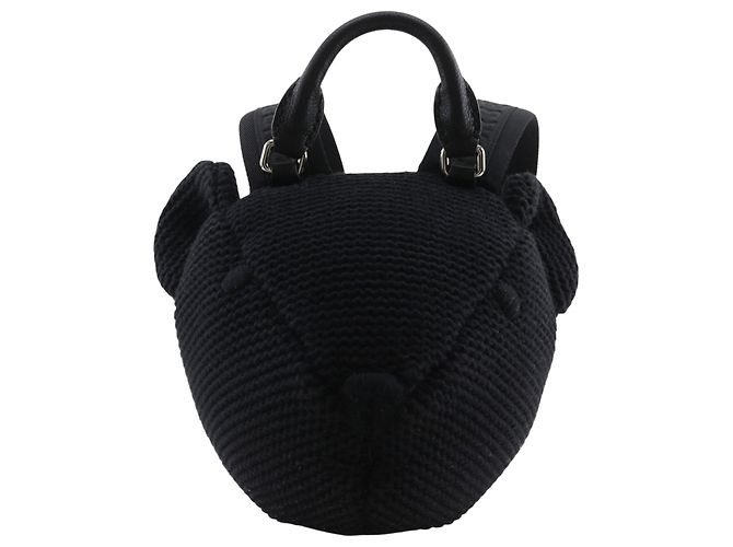 Mochila de algodón Burberry Thomas Bear negra Negro