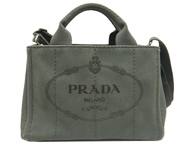 Tote Bolsa Satchel Prada Small Canvas Canapa Logo Cinza