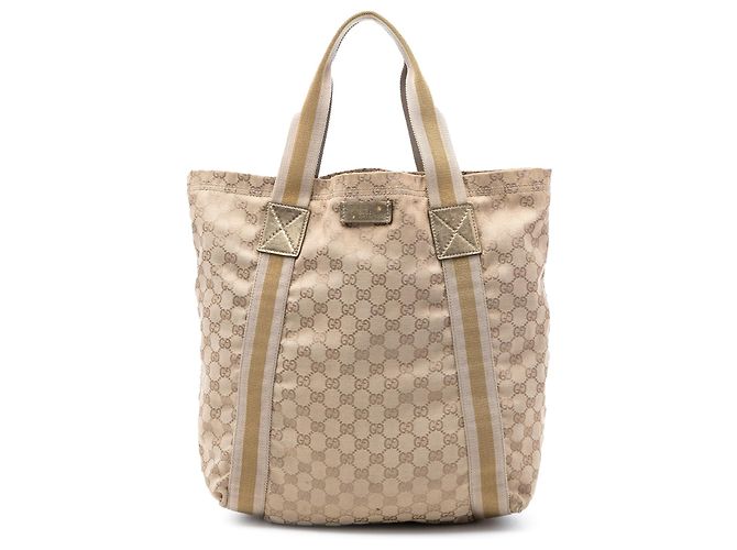 Borsa Tote Gucci GG Canvas Web beige