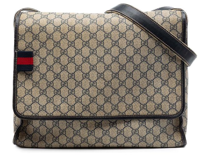 Borsa a tracolla Gucci GG Supreme Web beige