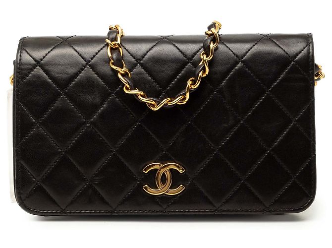 Borsa a tracolla Chanel Mini CC Quilted Lambskin Full Flap Nera Nero