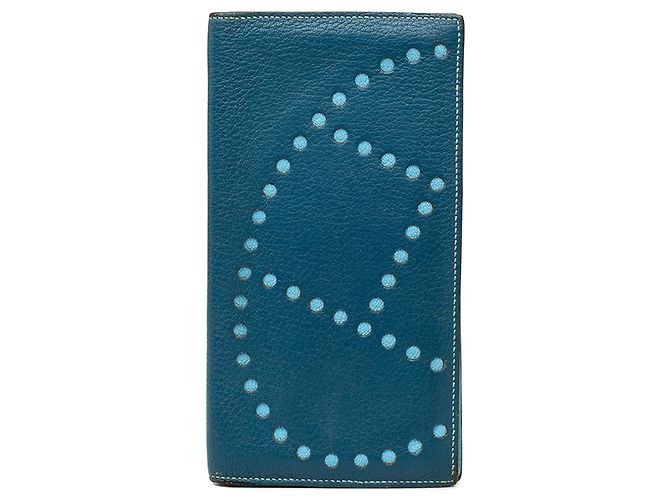 Cartera larga Evelyne Hermès en Chevre Mysore azul