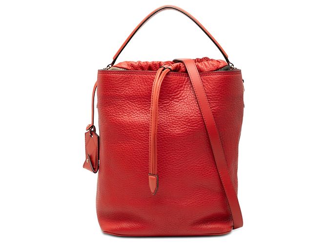 Borsa secchiello Ashby Burberry in tela House Check rossa e vitello Rosso