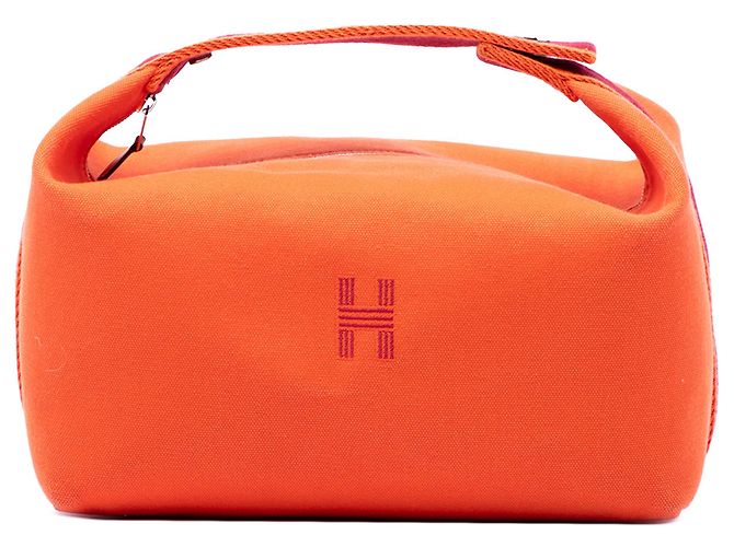 Sac Vanity Case Hermès Large Toile Bride A Brac Orange
