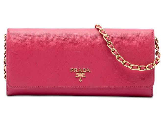 Borsa a tracolla Prada Saffiano Wallet On Chain Rosa