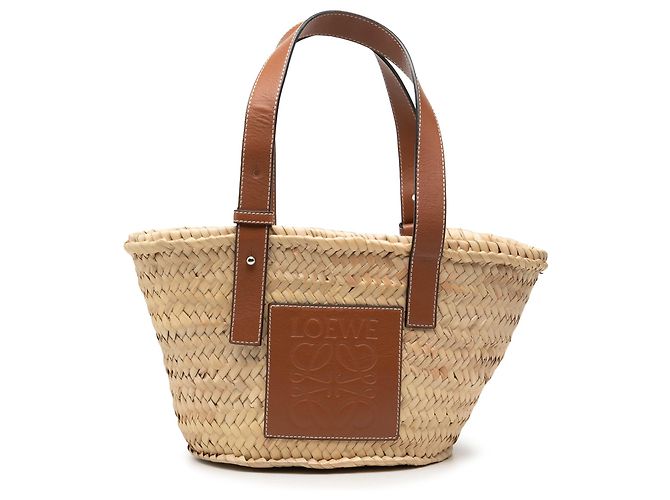Panier cabas LOEWE Small Raffia Anagram beige