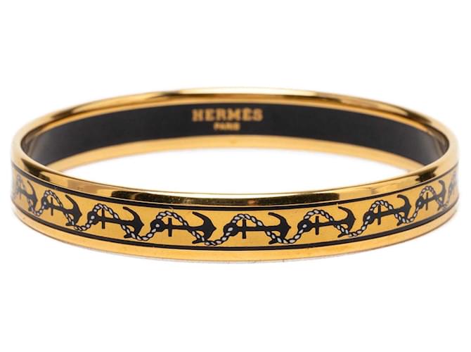 Yellow Hermès Narrow Anchor and Rope Enamel Bangle 65 Costume Bracelet 