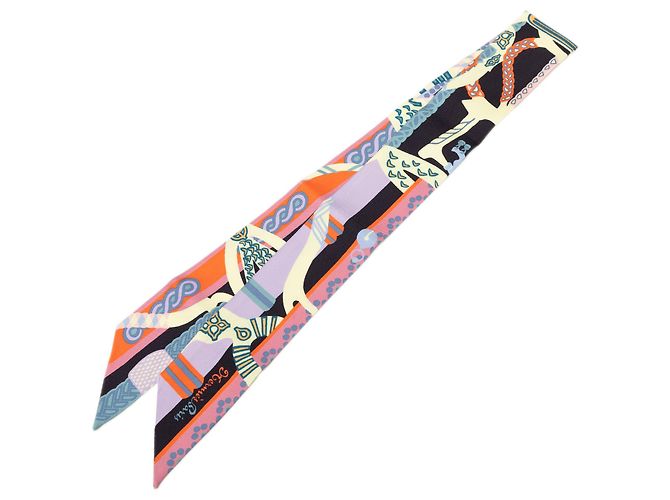Sciarpa Twilly in seta Hermès Fantaisie d Etriers Multicolor Multicolore
