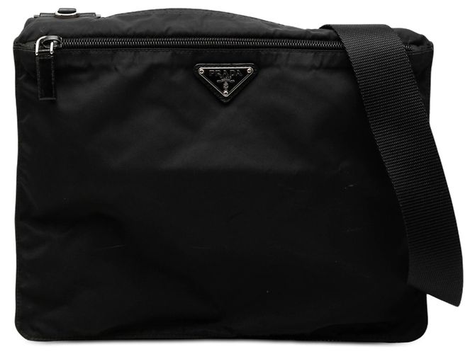 Borsa a tracolla Prada Tessuto nera con zip Nero