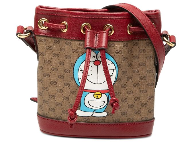 Borsa a secchiello Gucci Micro GG Supreme Doraemon Beige