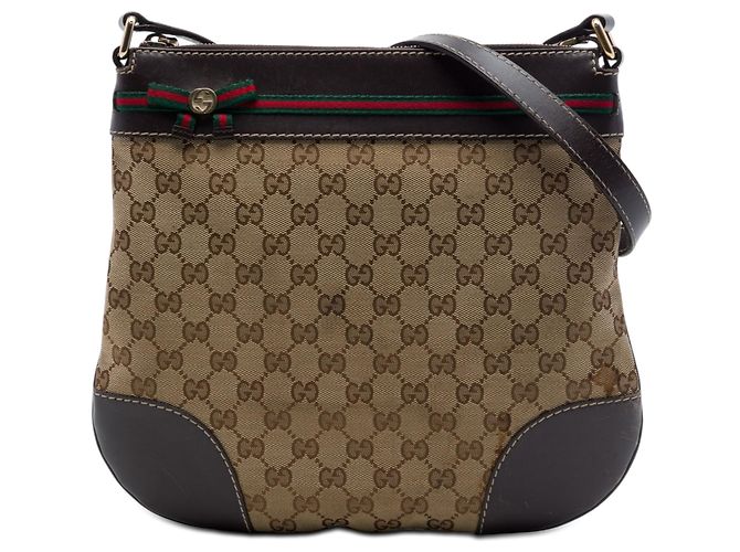 Borsa a tracolla Gucci GG Canvas Web Mayfair Beige
