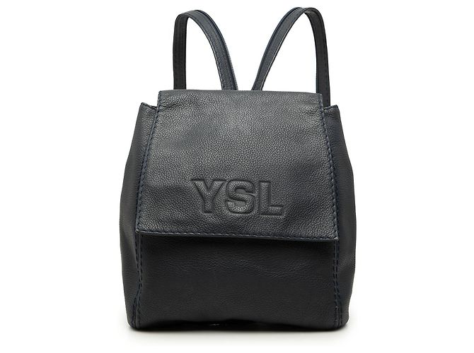 Blauer Saint Laurent Rucksack aus geprägtem Leder