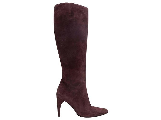 Eggplant Bally Suede Heeled Knee-High Boots Size 7.5 Purple
