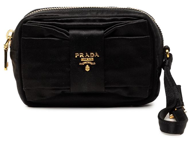 Bow Pouch Prada Raso Fiocco con fiocco nera Nero