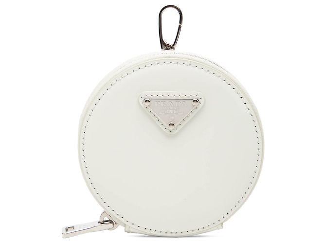 Charm borsa porta monete rotondo Prada Spazzolato bianco