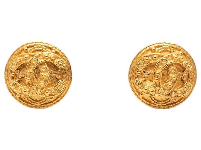 Orecchini a clip rotondi Chanel CC placcati oro D'oro