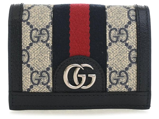 Cartera compacta Gucci GG Supreme Web Ophidia Beige