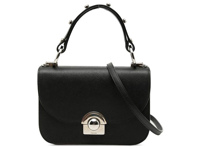 Borsa Satchel Prada Saffiano Lux Arcade Nera Nero