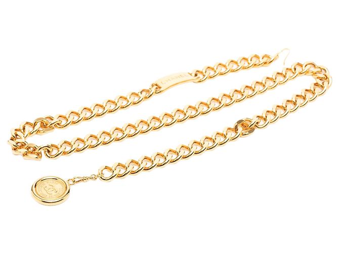 Gold Chanel CC Medallion Chain Link Belt Golden