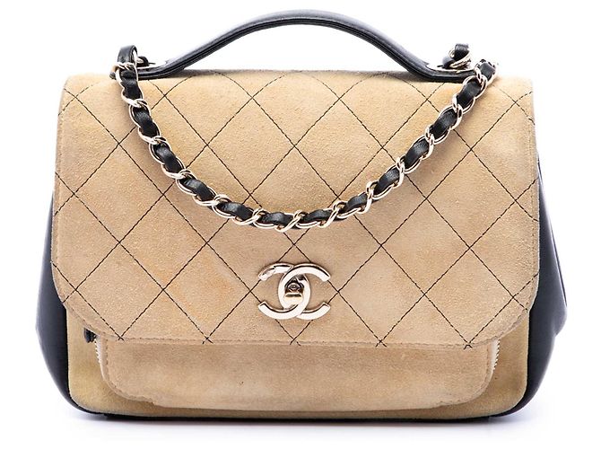 Borsa Chanel Medium CC Quilted Suede Business Affinity Flap Nera Nero