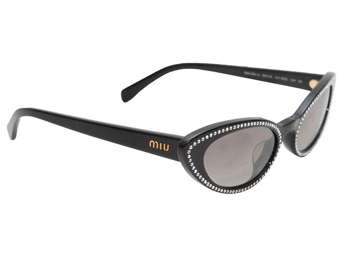 Occhiali da sole cat-eye Miu Miu neri con cristalli Nero
