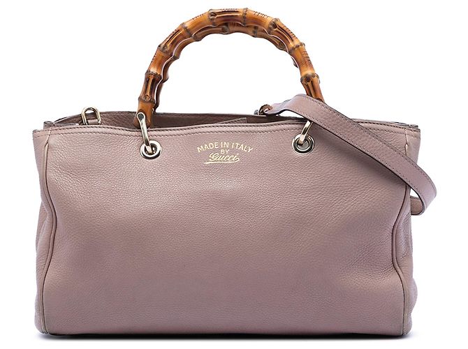 Bamboo Bolsa Gucci Medium Shopper Satchel em couro de bezerro marrom com bambu