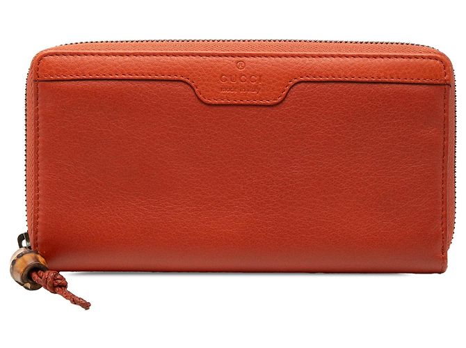 Bamboo Portafoglio Gucci in pelle arancione con zip e bambù