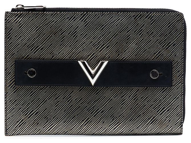 Louis Vuitton Epi Essential V Pochette Clutch Tasche Silber
