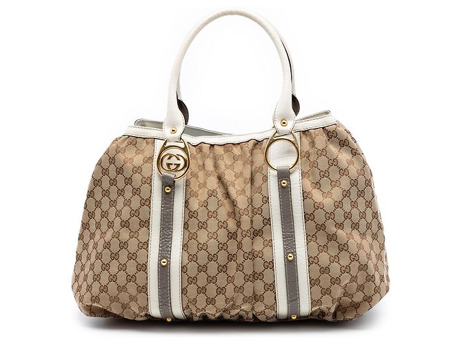 Borsa Tote Gucci GG Canvas Interlocking G beige