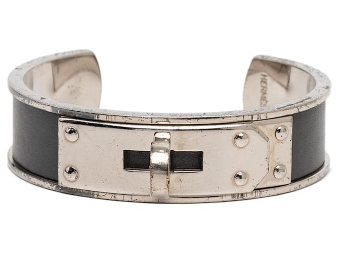 Bracelete Kelly em couro preto e paládio Hermès 