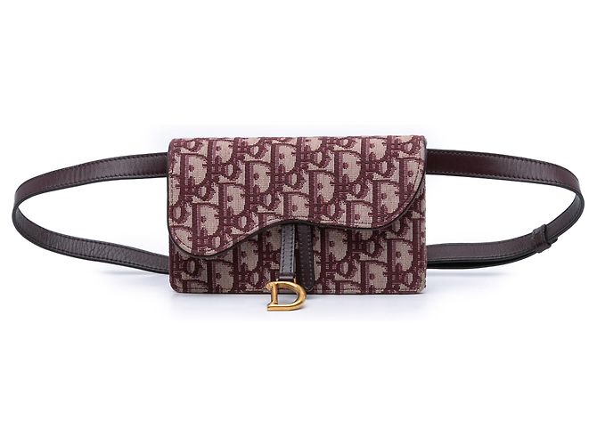Bolso cinturón Saddle de lona Dior Oblique rojo Roja