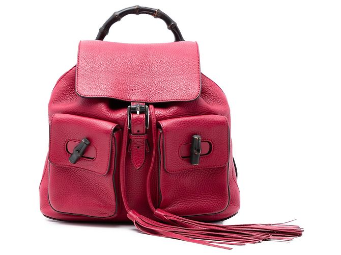 Bamboo Gucci Leder-Rucksack in Rosa mit Bambus-Quaste Pink