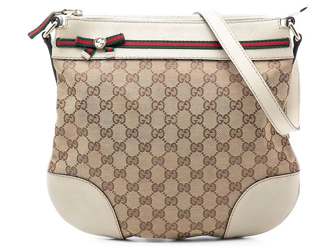 Borsa a tracolla Gucci GG Canvas Web Mayfair Beige